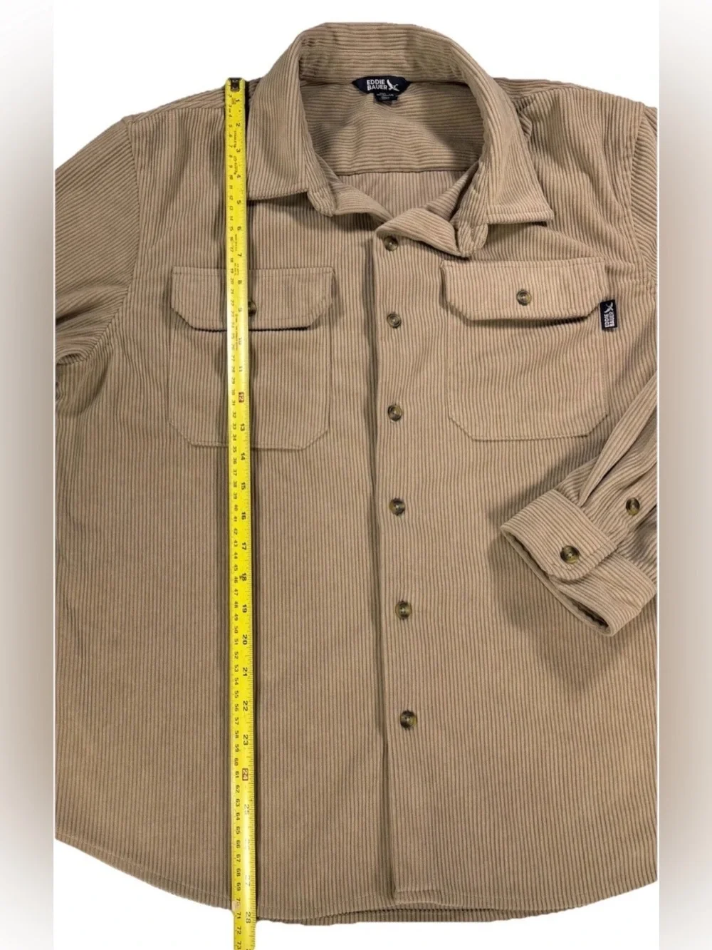 Eddie Bauer Men’s Large Ribbed/Corduroy  Long Sleeve Button Up Shacket